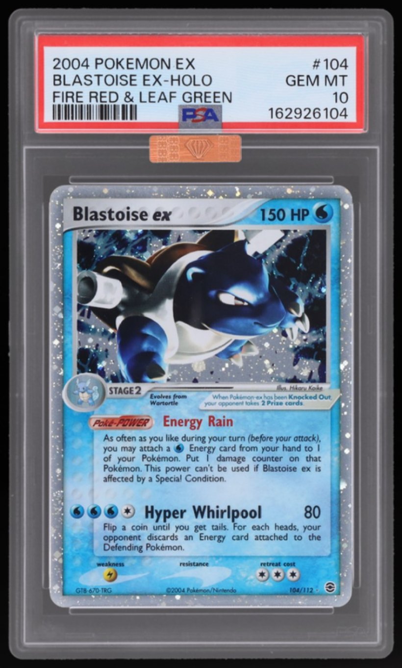 Blastoise ex PSA 10, cert 162926104
