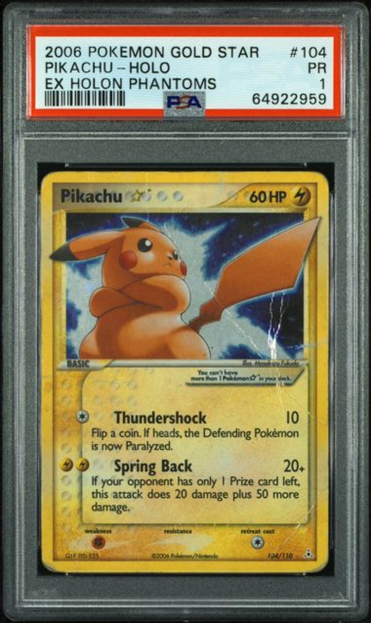Pikachu Gold Star #104 PSA 1
